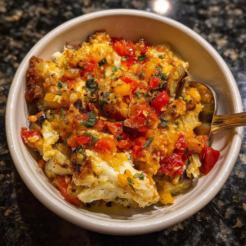 Auberginen mediterran mit Tomatenwürfeln