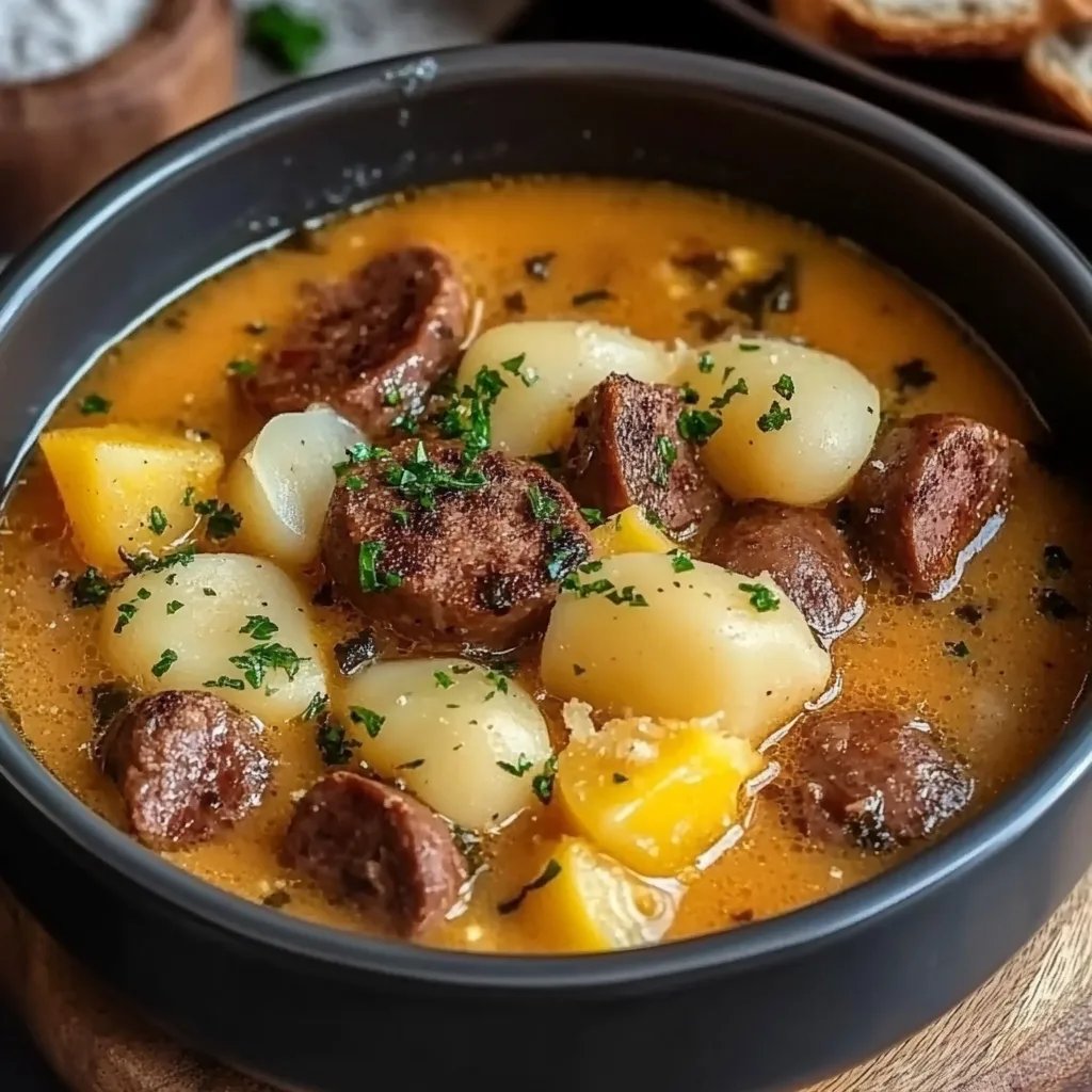 Kartoffelgulasch mit Würstchen