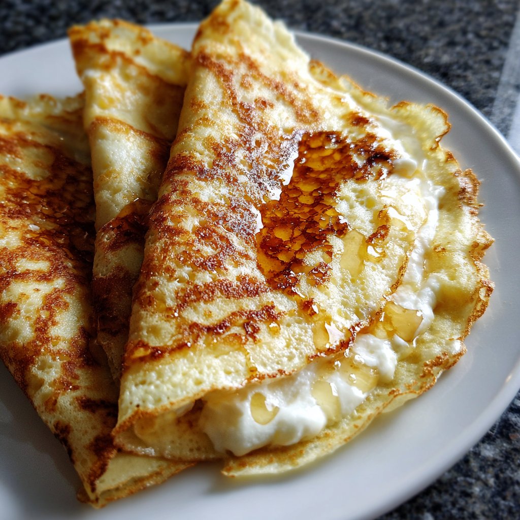 Pfannkuchen mit Quark und Honig